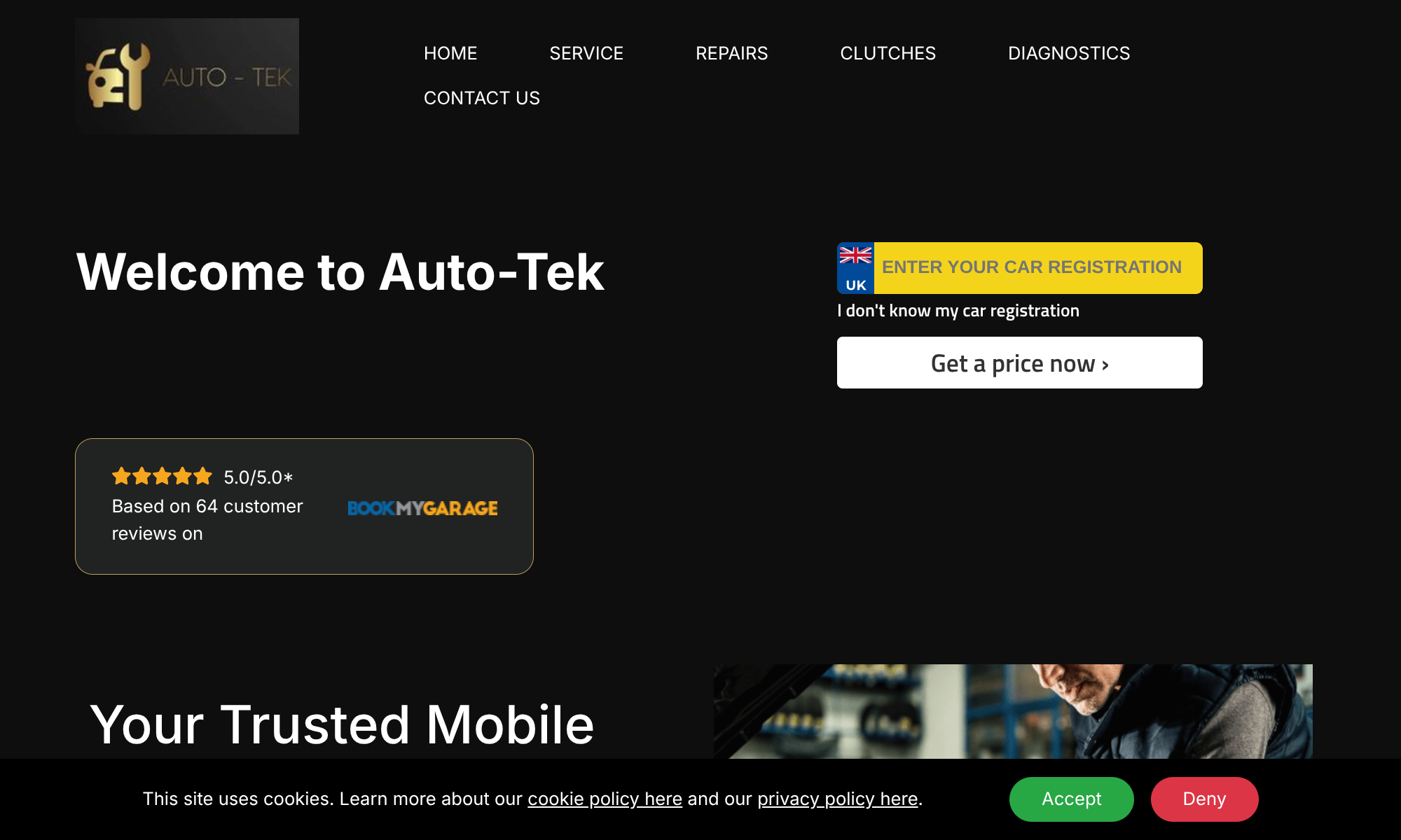 Auto-Tek website before HBS